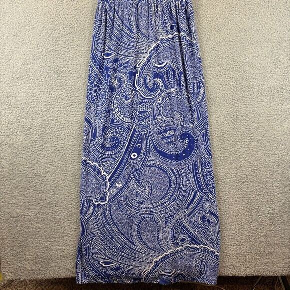 Tori Richard Honolulu Maxi Dress Small Blue Paisley Beachy Coastal Racerback - Picture 3 of 12